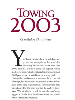 2003 Towing Guide