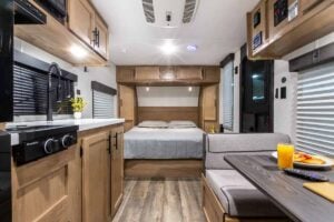 2024 Forest River Cherokee Wolf Pup Black Label 16FQBL Couples Camper Interior Image