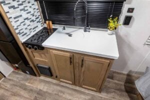 2024 Forest River Cherokee Wolf Pup Black Label 16FQBL Couples Camper Interior Image