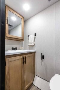 2024 Forest River Cherokee Wolf Pup Black Label 16FQBL Couples Camper Interior Image