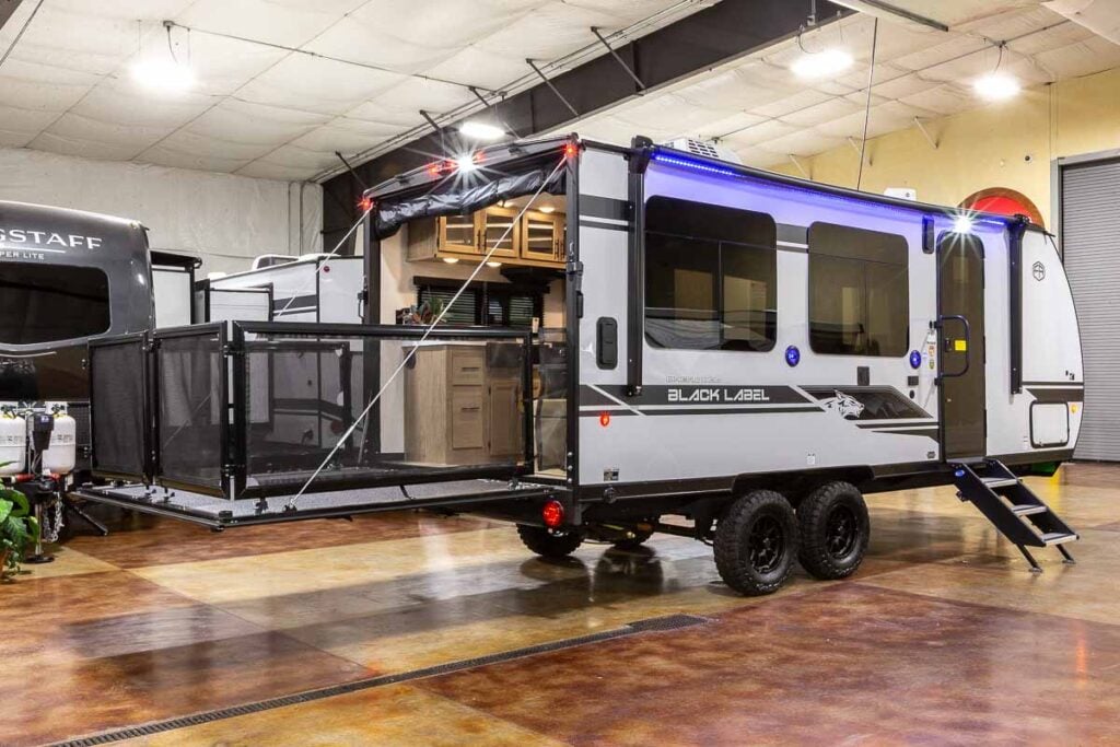 2027 Forest River Cherokee Grey Wolf Black Label 24RRTBL Toy Hauler Travel Trailer Enterior Image