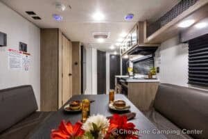 2026 Forest River Cherokee Grey Wolf Black Label 22RRBL Toy Hauler Interior Image