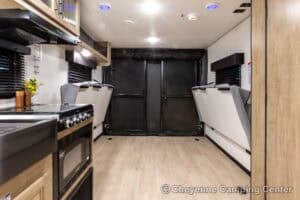 2026 Forest River Cherokee Grey Wolf Black Label 22RRBL Toy Hauler Interior Image