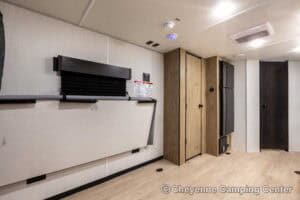 2026 Forest River Cherokee Grey Wolf Black Label 22RRBL Toy Hauler Interior Image