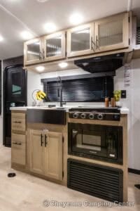 2026 Forest River Cherokee Grey Wolf Black Label 22RRBL Toy Hauler Interior Image