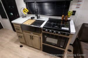 2026 Forest River Cherokee Grey Wolf Black Label 22RRBL Toy Hauler Interior Image