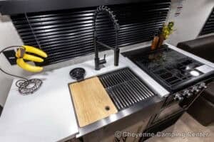 2026 Forest River Cherokee Grey Wolf Black Label 22RRBL Toy Hauler Interior Image