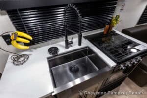 2026 Forest River Cherokee Grey Wolf Black Label 22RRBL Toy Hauler Interior Image