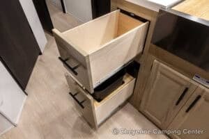 2026 Forest River Cherokee Grey Wolf Black Label 22RRBL Toy Hauler Interior Image