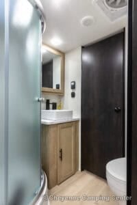 2026 Forest River Cherokee Grey Wolf Black Label 22RRBL Toy Hauler Interior Image