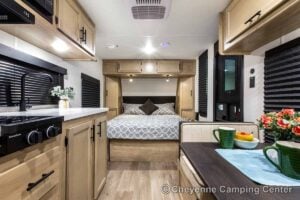 2027 Forest River Cherokee Wolf Pup Black Label 16FQBLW Small Camper Interior Image