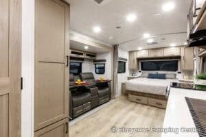 2026 Forest River Flagstaff Micro Lite 22FBS Couples Travel Trailer Interior Image