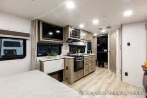 2026 Forest River Flagstaff Micro Lite 22FBS Couples Travel Trailer Interior Image