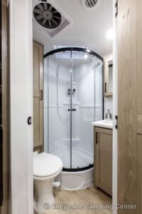 2026 Forest River Flagstaff Micro Lite 22FBS Couples Travel Trailer Interior Image