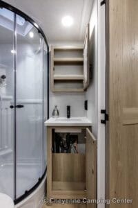 2026 Forest River Flagstaff Micro Lite 22FBS Couples Travel Trailer Interior Image