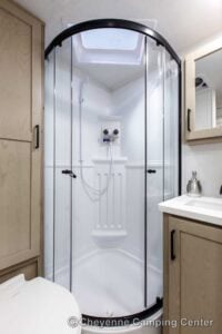 2026 Forest River Flagstaff Micro Lite 22FBS Couples Travel Trailer Interior Image