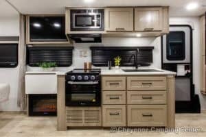 2026 Forest River Flagstaff Micro Lite 22FBS Couples Travel Trailer Interior Image