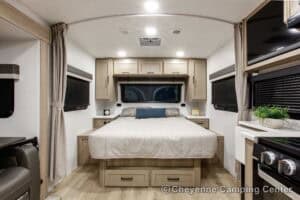 2026 Forest River Flagstaff Micro Lite 22FBS Couples Travel Trailer Interior Image