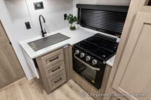 2026 Forest River Flagstaff Micro Lite 25FBLS Couples Travel Trailer Interior Image