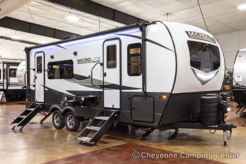 2019 Forest River Flagstaff Micro Lite 25RKS Rear Kitchen Couples Travel Trailer Enterior Image