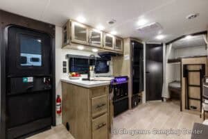 2026 Forest River Cherokee Grey Wolf Black Label 23DBHBL Bunkhouse Travel Trailer Interior Image