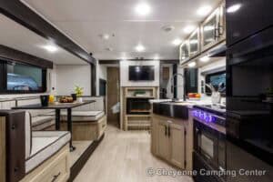 2026 Forest River Cherokee Grey Wolf Black Label 23DBHBL Bunkhouse Travel Trailer Interior Image