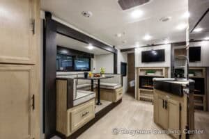 2026 Forest River Cherokee Grey Wolf Black Label 23DBHBL Bunkhouse Travel Trailer Interior Image