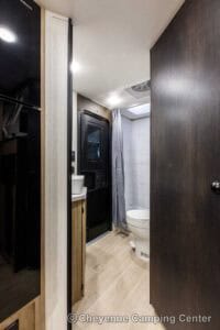 2026 Forest River Cherokee Grey Wolf Black Label 23DBHBL Bunkhouse Travel Trailer Interior Image