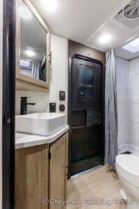 2026 Forest River Cherokee Grey Wolf Black Label 23DBHBL Bunkhouse Travel Trailer Interior Image