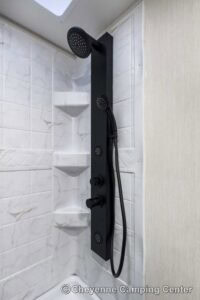 2026 Forest River Cherokee Grey Wolf Black Label 23DBHBL Bunkhouse Travel Trailer Interior Image