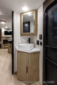 2026 Forest River Cherokee Grey Wolf Black Label 23DBHBL Bunkhouse Travel Trailer Interior Image