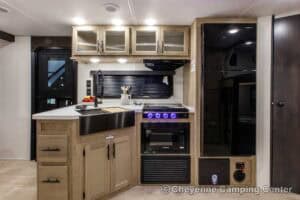 2026 Forest River Cherokee Grey Wolf Black Label 23DBHBL Bunkhouse Travel Trailer Interior Image