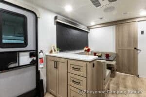 2026 Forest River Flagstaff Super Lite 26SFK Front Kitchen Couples Travel Trailer Interior Image