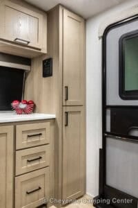 2026 Forest River Flagstaff Super Lite 26SFK Front Kitchen Couples Travel Trailer Interior Image
