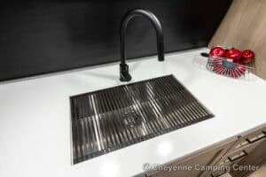 2026 Forest River Flagstaff Super Lite 26SFK Front Kitchen Couples Travel Trailer Interior Image