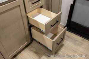 2026 Forest River Flagstaff Super Lite 26SFK Front Kitchen Couples Travel Trailer Interior Image