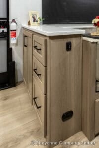 2026 Forest River Flagstaff Super Lite 26SFK Front Kitchen Couples Travel Trailer Interior Image