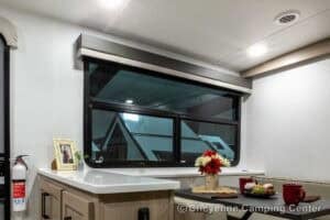 2026 Forest River Flagstaff Super Lite 26SFK Front Kitchen Couples Travel Trailer Interior Image