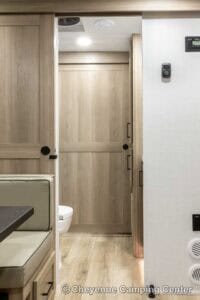 2026 Forest River Flagstaff Super Lite 26SFK Front Kitchen Couples Travel Trailer Interior Image