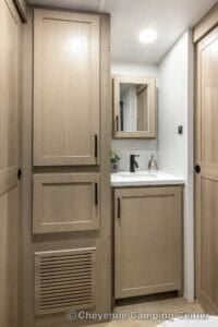 2026 Forest River Flagstaff Super Lite 26SFK Front Kitchen Couples Travel Trailer Interior Image