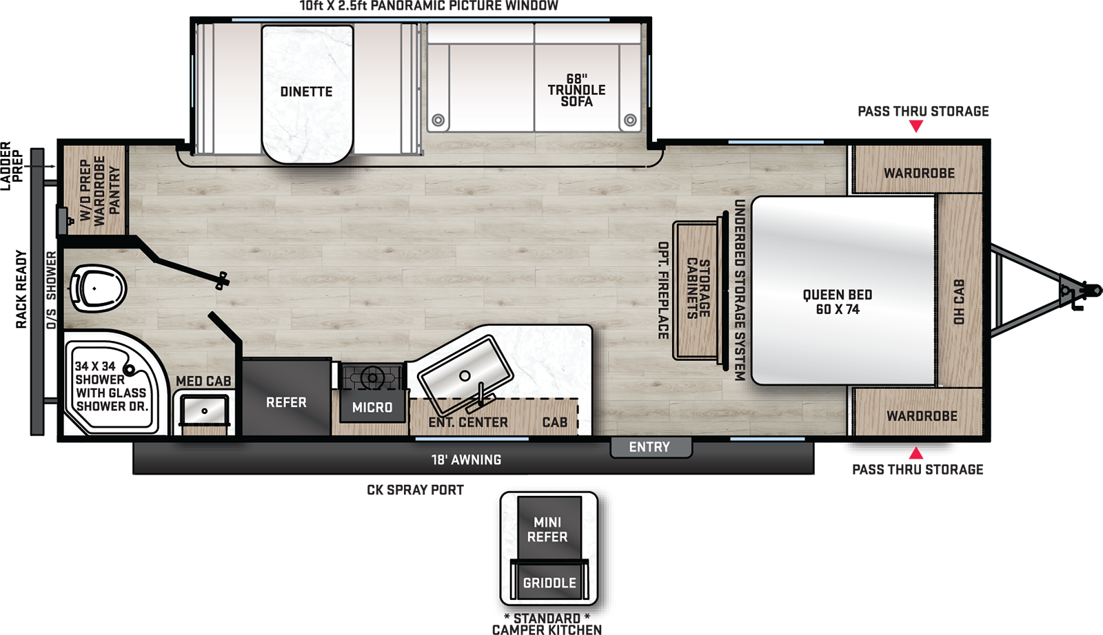 Coachmen Catalina Legacy 243RBS couples travel trailer floorplan
