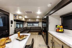 2026 Forest River Cherokee Grey Wolf 27LH Rear Living Travel Trailer Interior Image