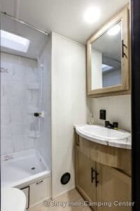 2026 Forest River Cherokee Grey Wolf 27LH Rear Living Travel Trailer Interior Image