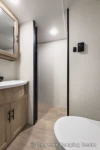 2026 Forest River Cherokee Grey Wolf 27LH Rear Living Travel Trailer Interior Image