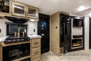 2027 Forest River Cherokee Grey Wolf 27GH Front Kitchen Travel Trailer Interior Image