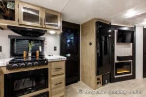 2026 Forest River Cherokee Grey Wolf 27GH Front Kitchen Travel Trailer Interior Image