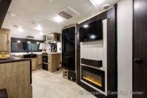 2026 Forest River Cherokee Grey Wolf 27GH Front Kitchen Travel Trailer Interior Image