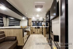 2027 Forest River Cherokee Grey Wolf 27GH Front Kitchen Travel Trailer Interior Image