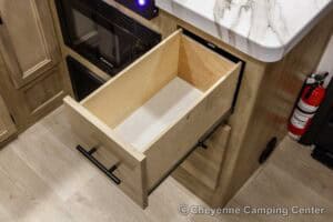 2026 Forest River Cherokee Grey Wolf 27GH Front Kitchen Travel Trailer Interior Image