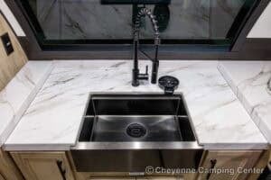 2026 Forest River Cherokee Grey Wolf 27GH Front Kitchen Travel Trailer Interior Image